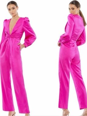 Ienna for Mac Duggal Pink Plunge Jumpsuit